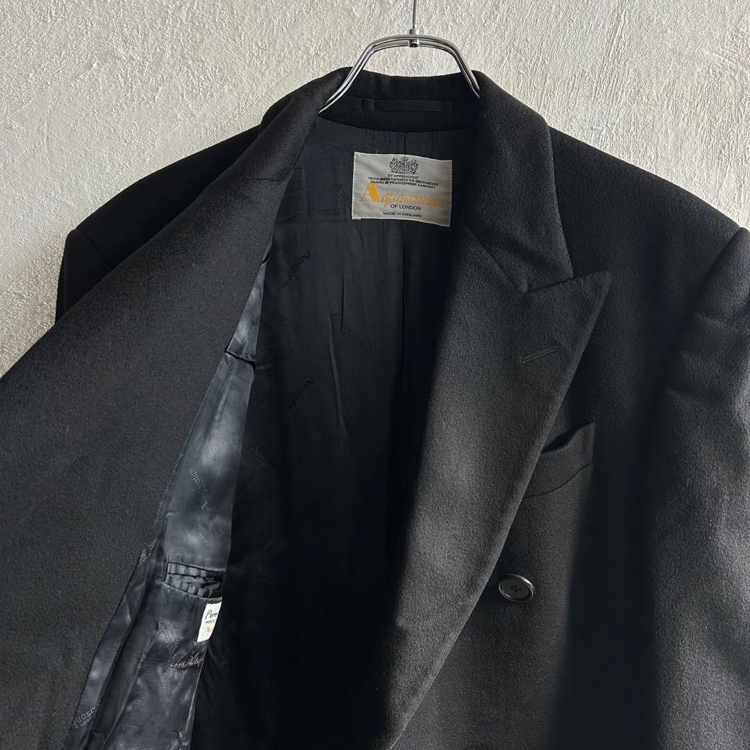 80S Aquascutum カシミヤ ダブル チェスターコート