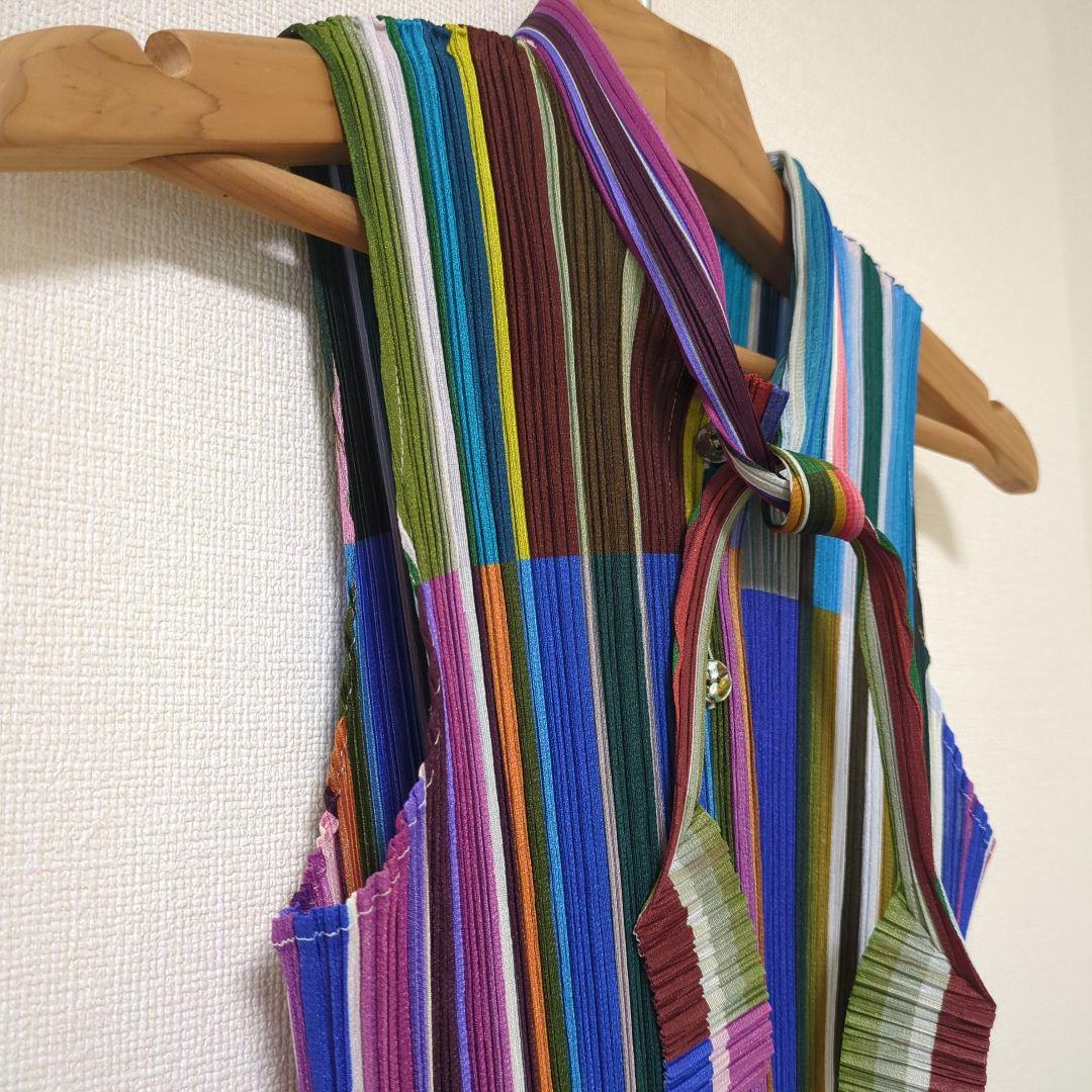 【美品】PLEATS PLEASE ノースリーブブラウス リボン　サイズ3