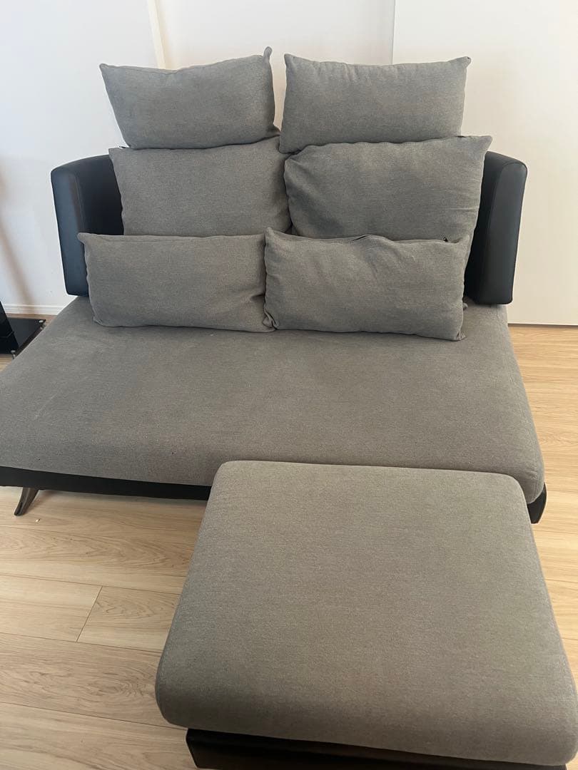 【にこにこ】ニトリ2人用布張りソファ (ポーション2KD GY)