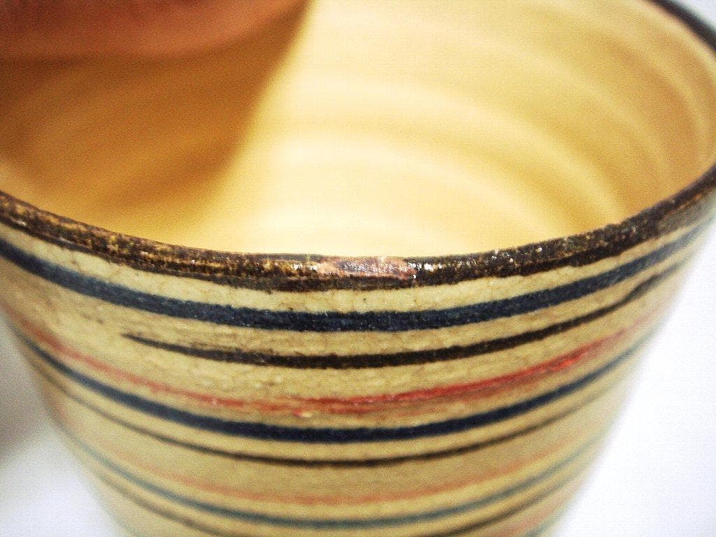 925『麦わら 輪線紋 蕎麦猪口』　/骨董品 古美術 アンティーク 古玩