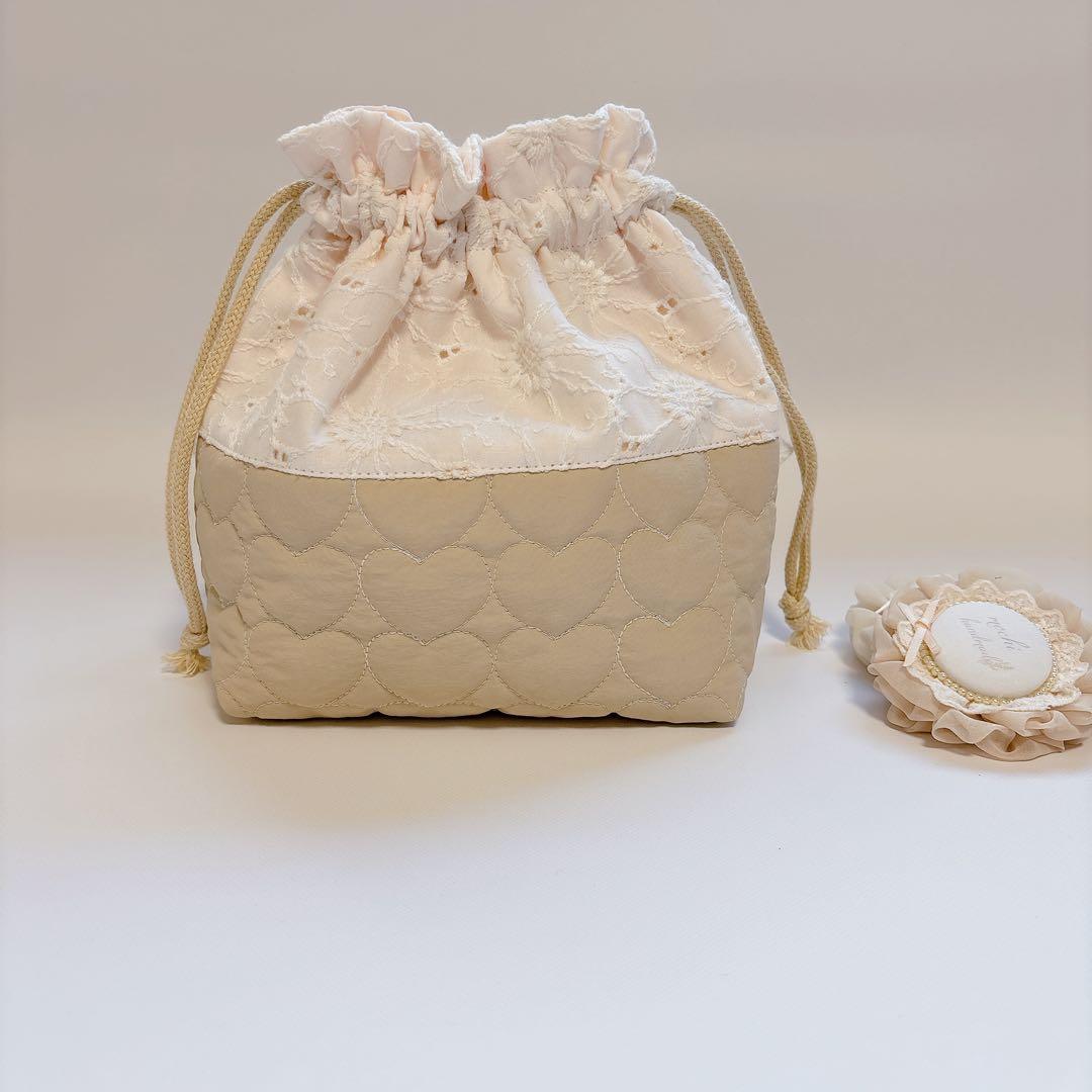 chibi＊プロフ必読様　マーガレットレース　ハートキルト　ヌビ　レッスンバッグ