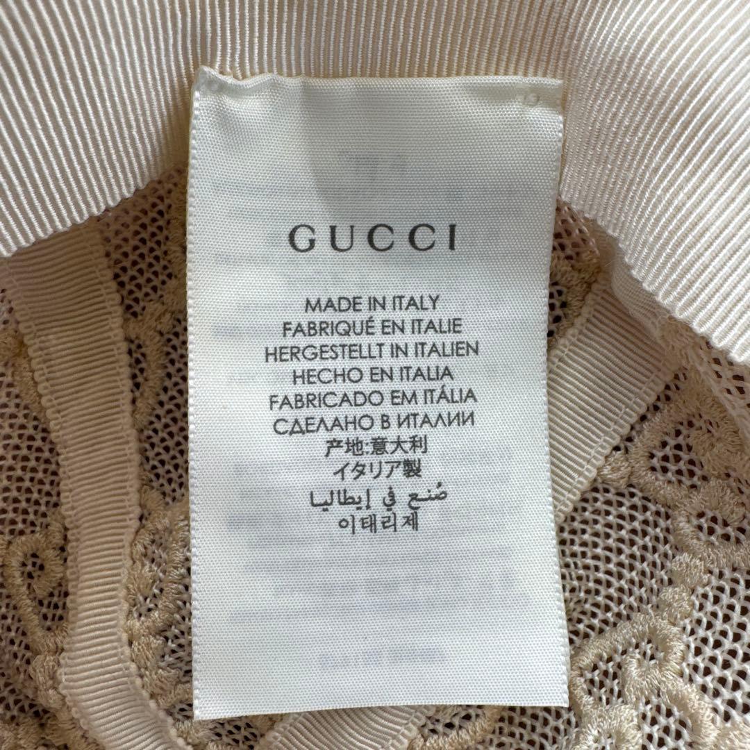 GUCCI グッチ　G G柄モノグラム　ベージュ メッシュレースキャップ