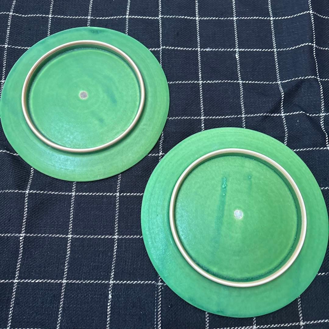 吉村和美　プレート　グリーン　21cm 二枚セット