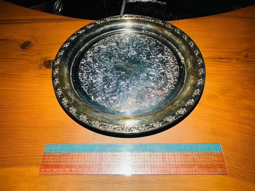 USAアンティーク】 シルバープレート　大皿　トレー　トレンチ