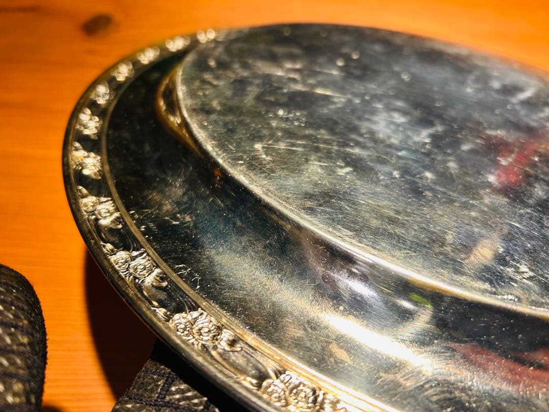 USAアンティーク】 シルバープレート　大皿　トレー　トレンチ