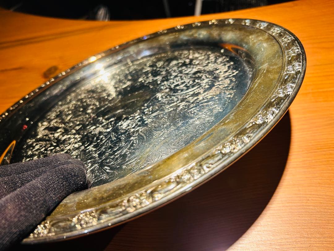 USAアンティーク】 シルバープレート　大皿　トレー　トレンチ