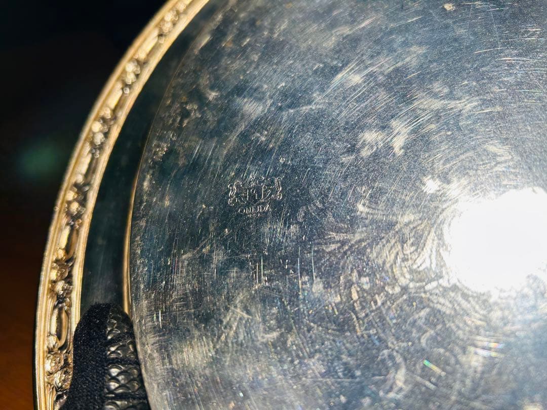 USAアンティーク】 シルバープレート　大皿　トレー　トレンチ