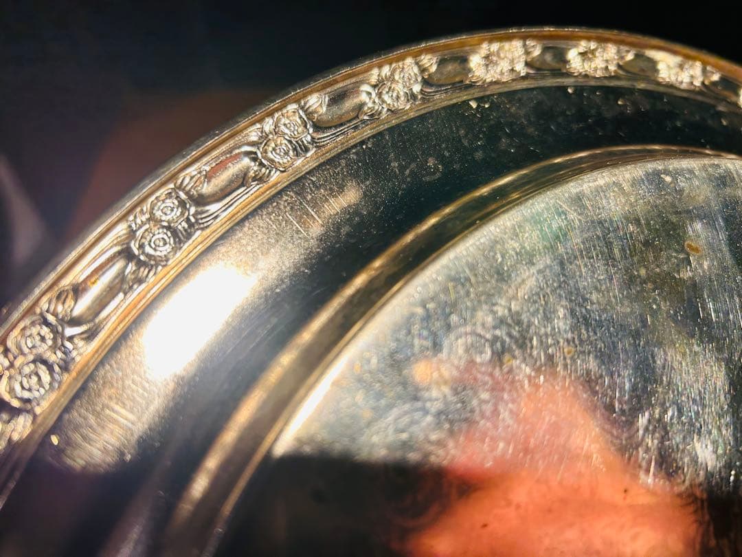 USAアンティーク】 シルバープレート　大皿　トレー　トレンチ