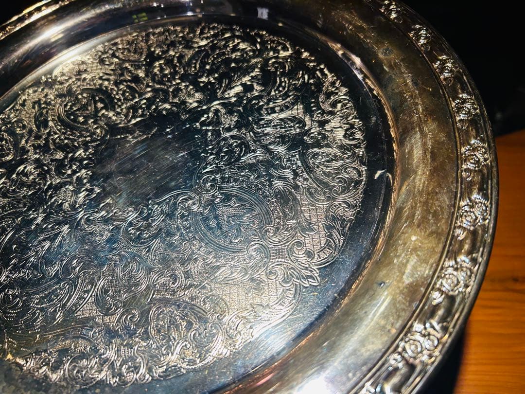 USAアンティーク】 シルバープレート　大皿　トレー　トレンチ