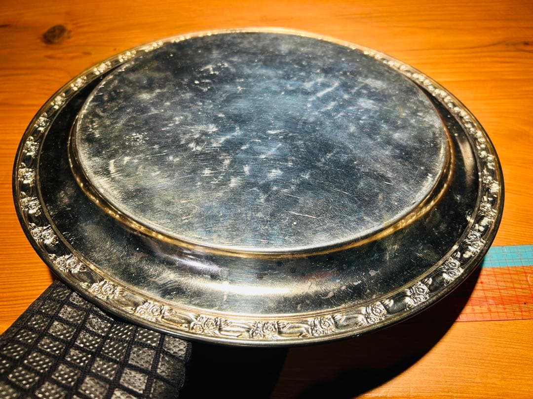 USAアンティーク】 シルバープレート　大皿　トレー　トレンチ