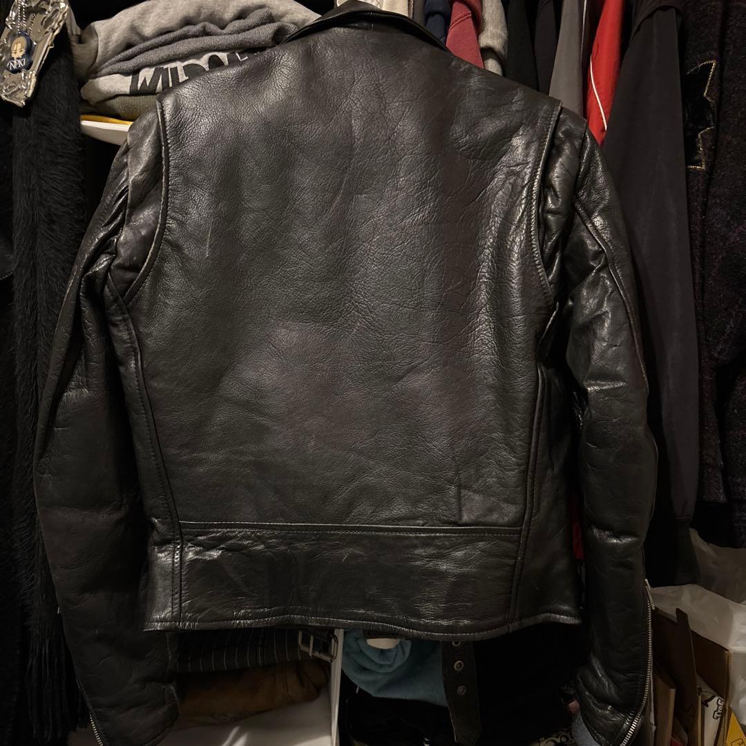 黒レザー ダブルライダースジャケット