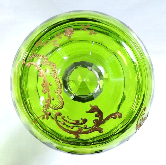 オールド・バカラ 激レア グリーン 金彩盛り上げ蓋物 春海商店 宝石箱 小物入れ