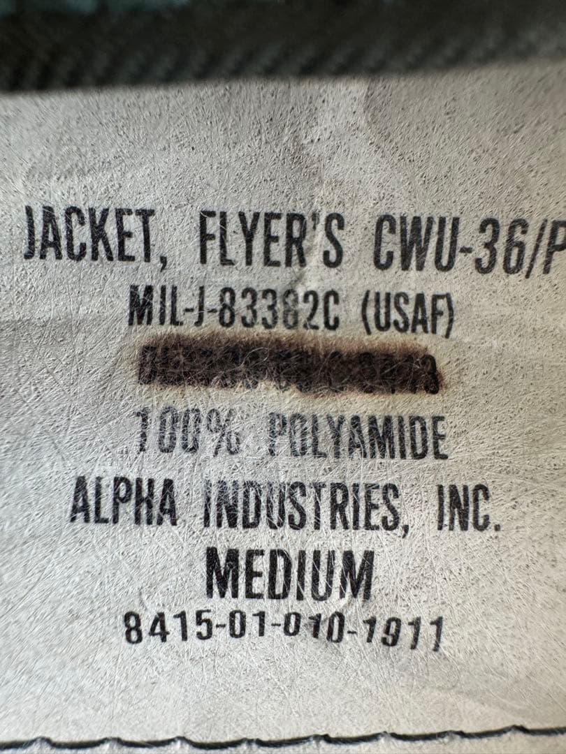 ヴィンテージAlpha アルファCWU-36/P フライトジャケット M