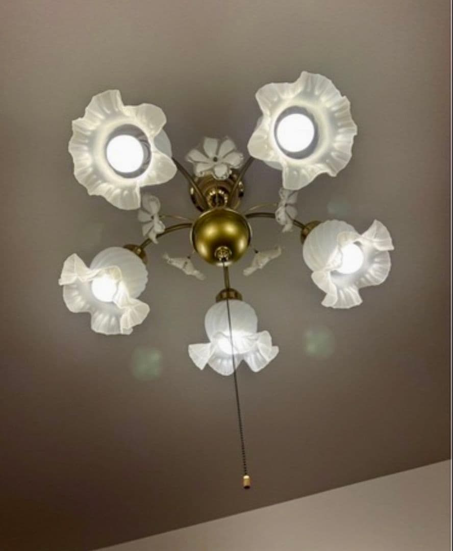キシマ 5灯 シーリングライト シャンデリア 花モチーフ 天井照明 レトロ