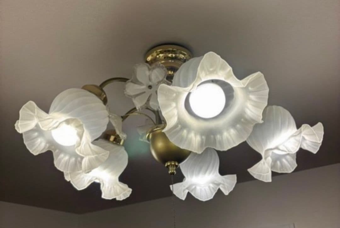 キシマ 5灯 シーリングライト シャンデリア 花モチーフ 天井照明 レトロ