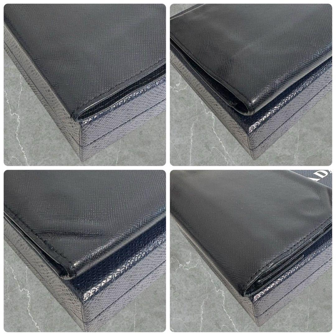 美品✨ PRADA プラダ 三つ折り財布 サフィアーノ ブラック 黒