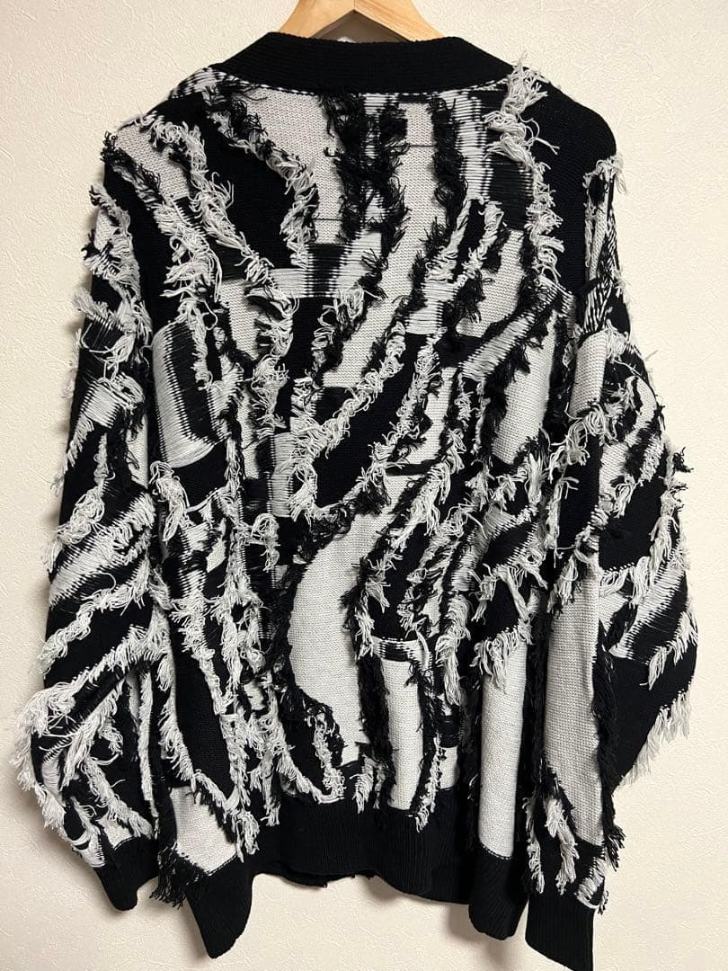 ネオグランジ プライムオーバー フリンジジャガード Vネック ニットカーディガン