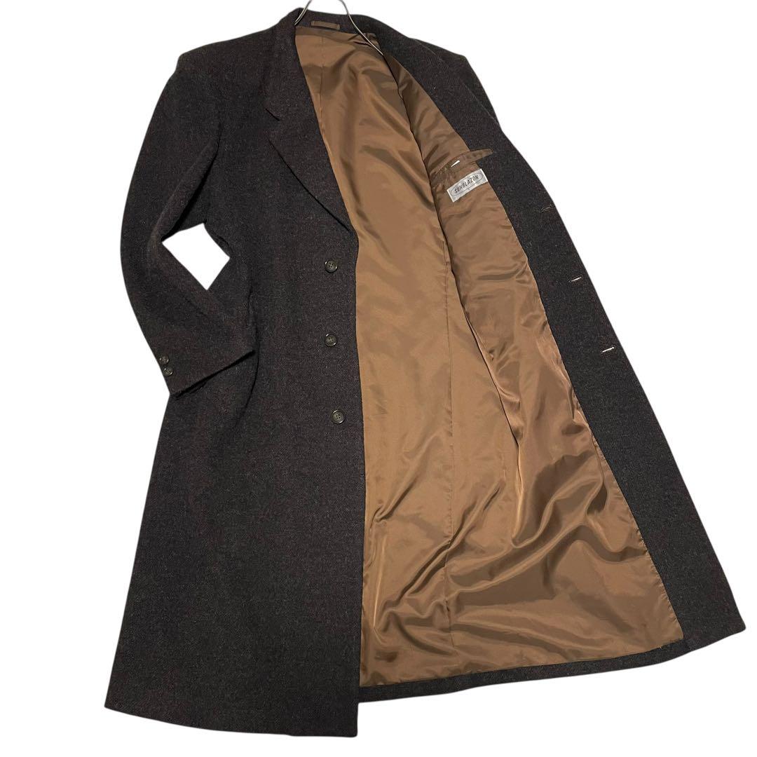 【SUNBLAZON】マキシ丈 ウールチェスターコート メランジ ブラウン XL