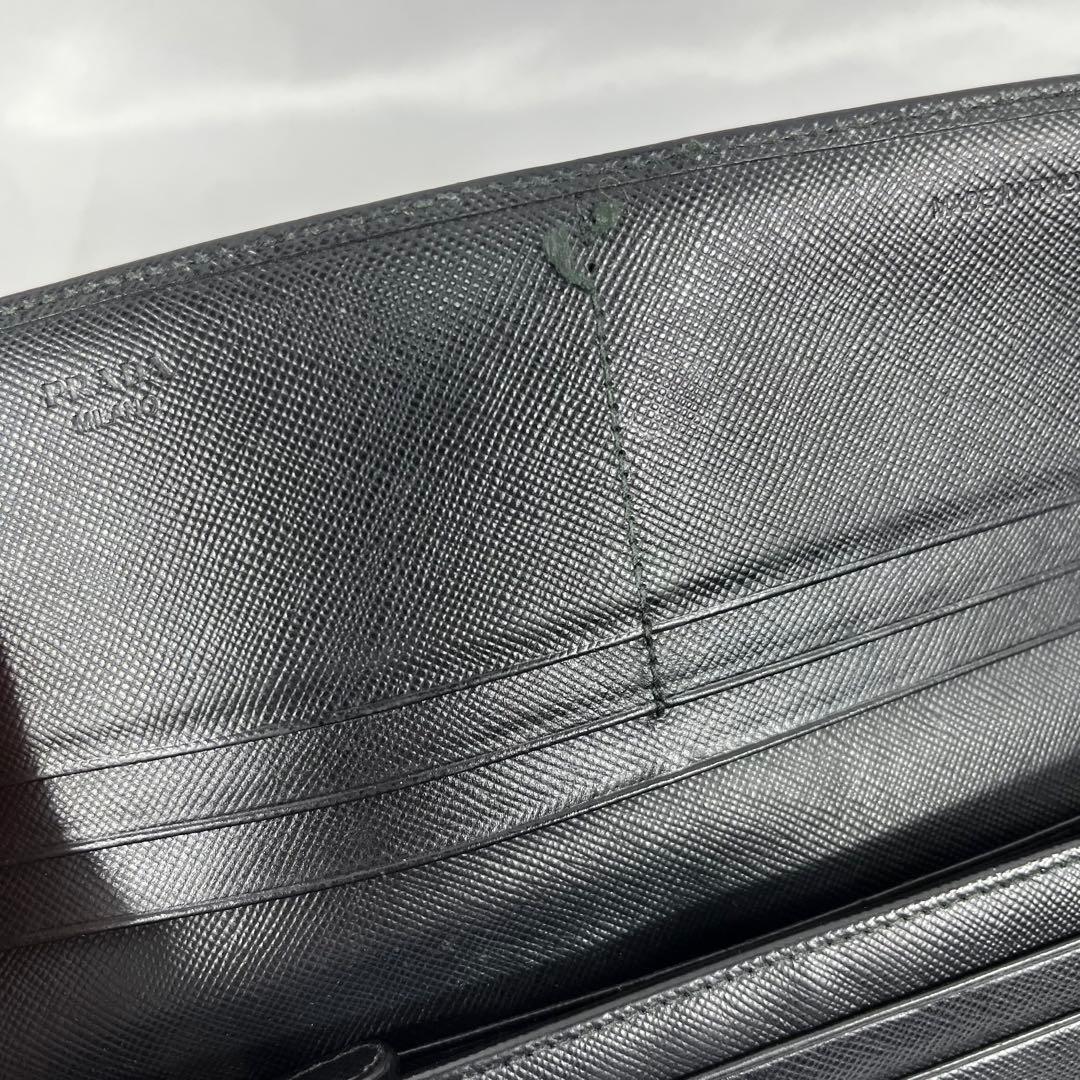 PRADA プラダ　サフィアーノレザー長財布　三角ロゴ　ブラック