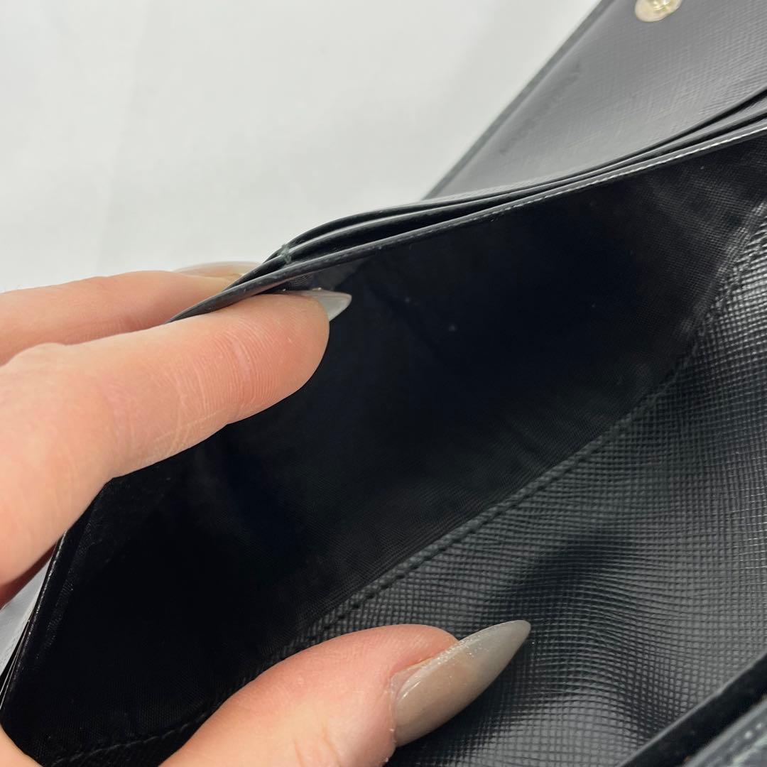 PRADA プラダ　サフィアーノレザー長財布　三角ロゴ　ブラック