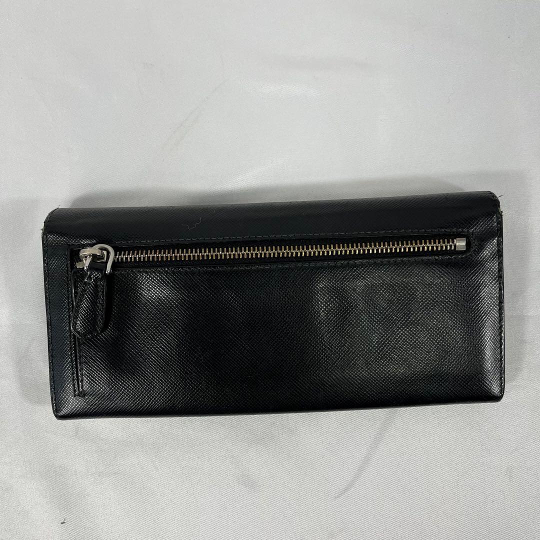PRADA プラダ　サフィアーノレザー長財布　三角ロゴ　ブラック