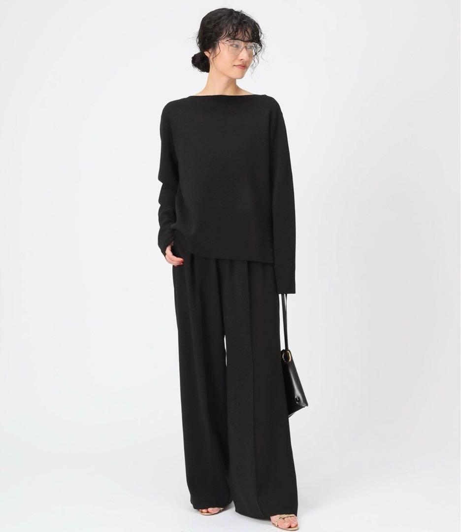 AP STUDIO TR ミラノリブプルオーバー ブラック ボートネック