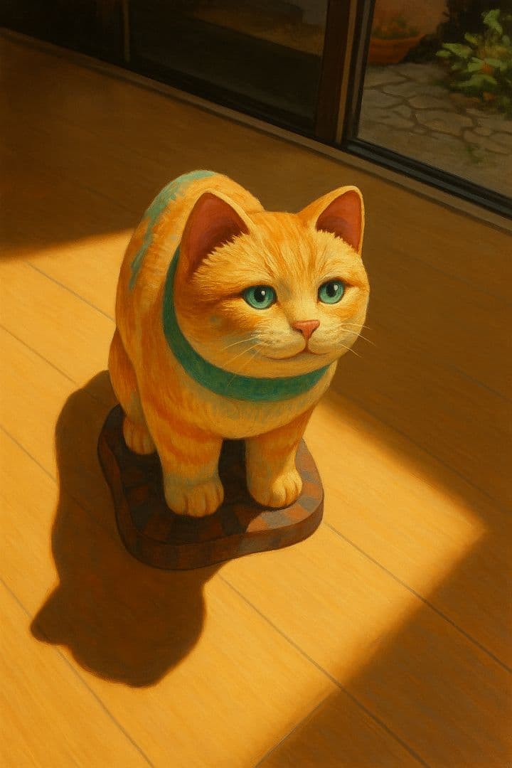 猫の木彫り　作家　猫　彫刻　オブジェ　置物　アンティーク