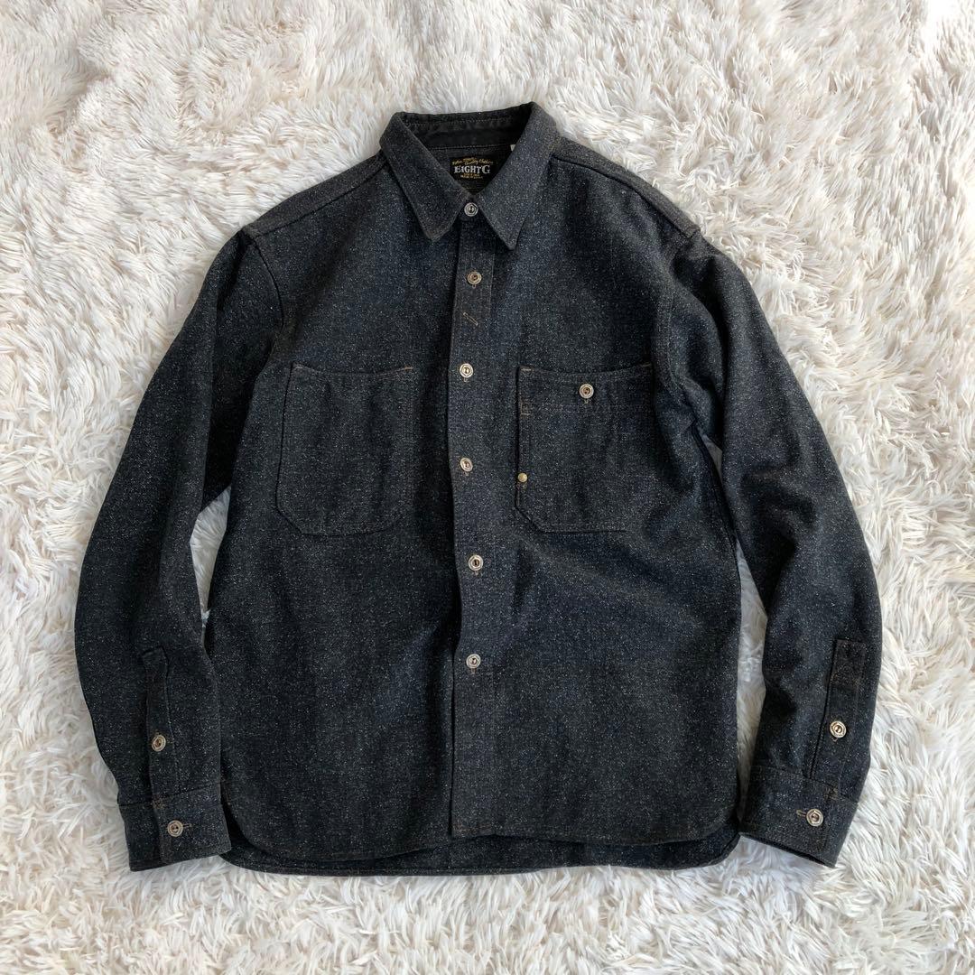Eight g エイトジー　デニムシャツ　40　ブラック　ブルー