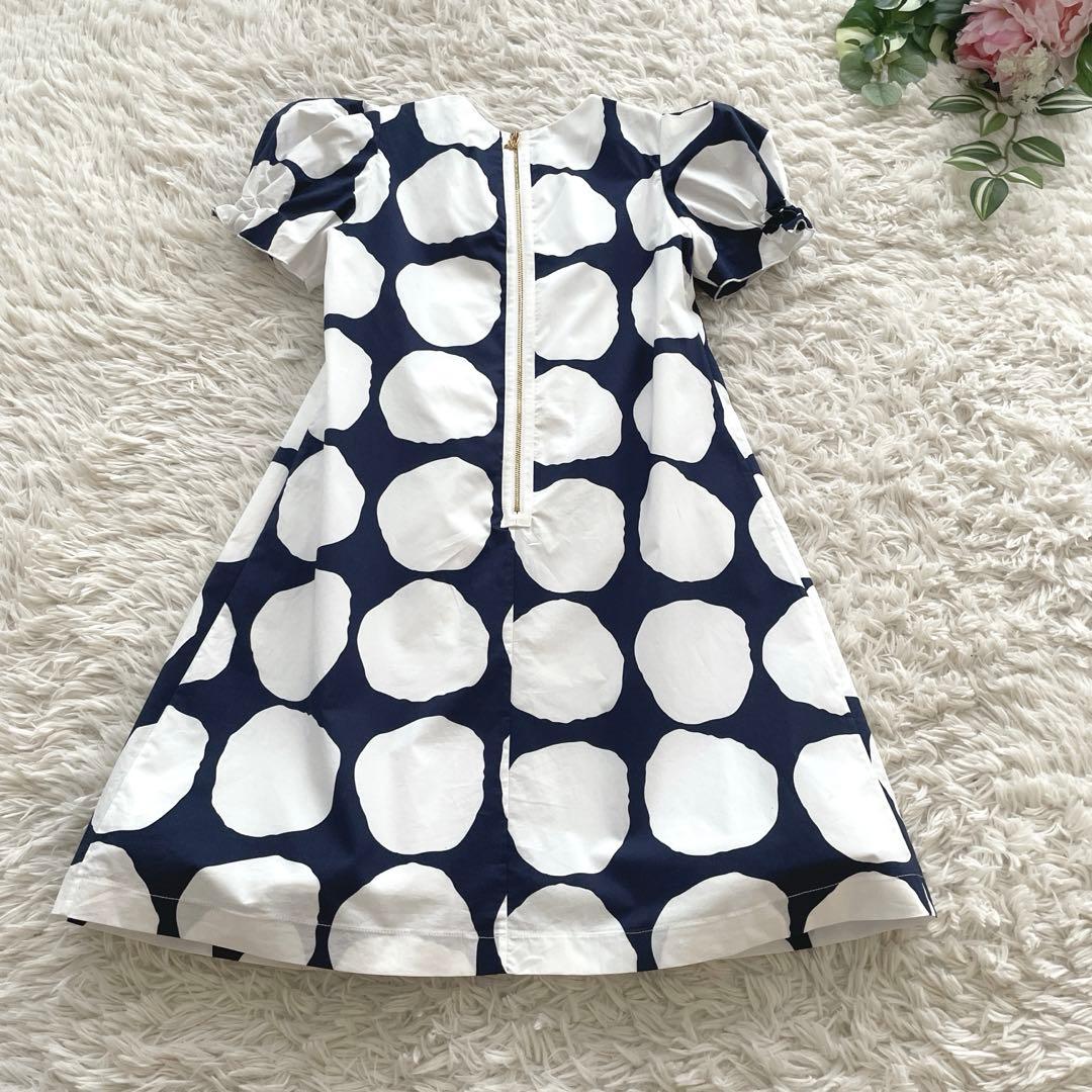 極美品✨ミミソル　ワンピース　水玉ドット　150 イタリア製 シャーリング 半袖