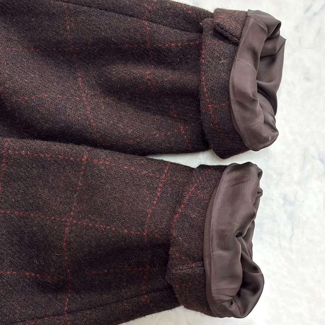 美品 ハリスツイード ステンカラーコート チェック サイズL sx0