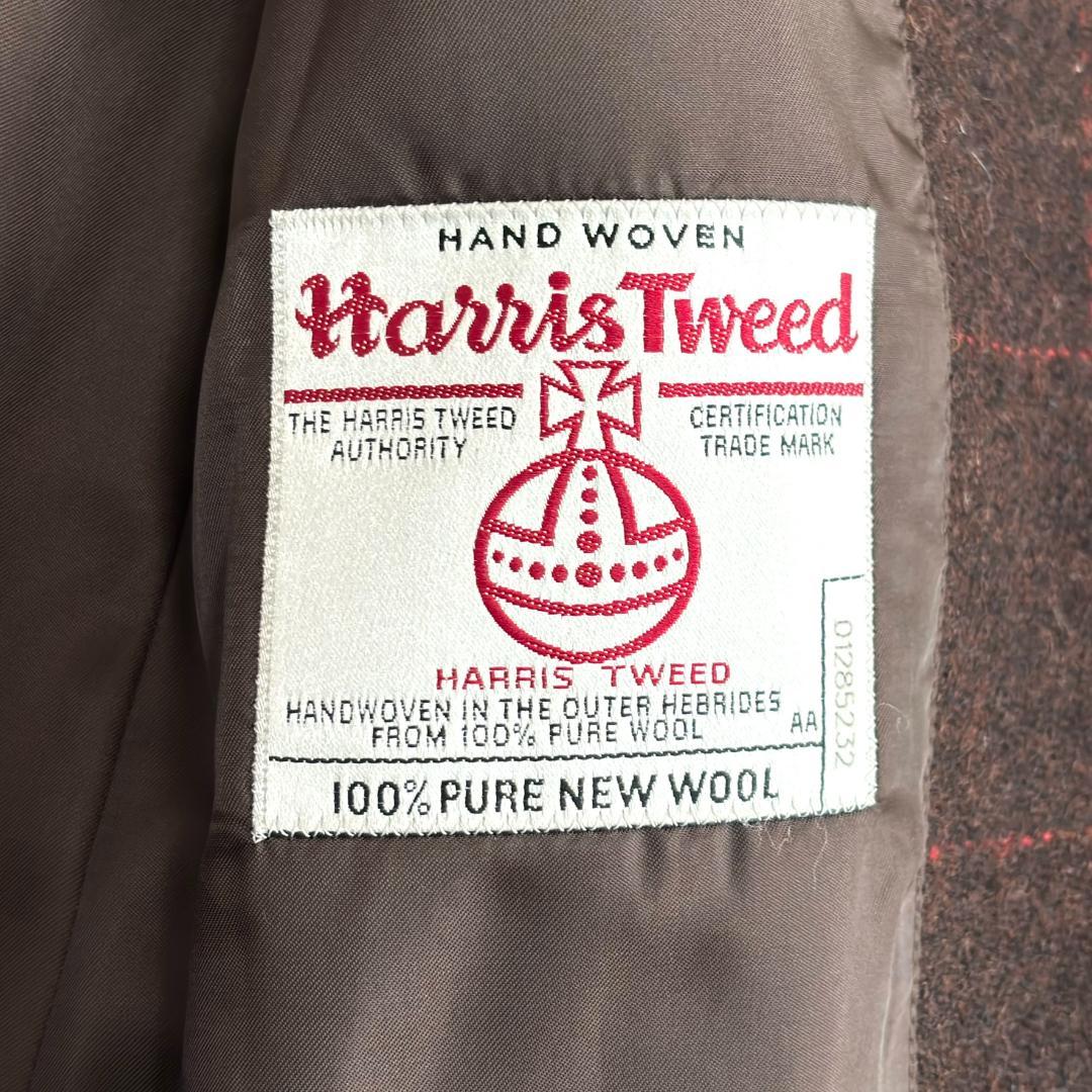 美品 ハリスツイード ステンカラーコート チェック サイズL sx0