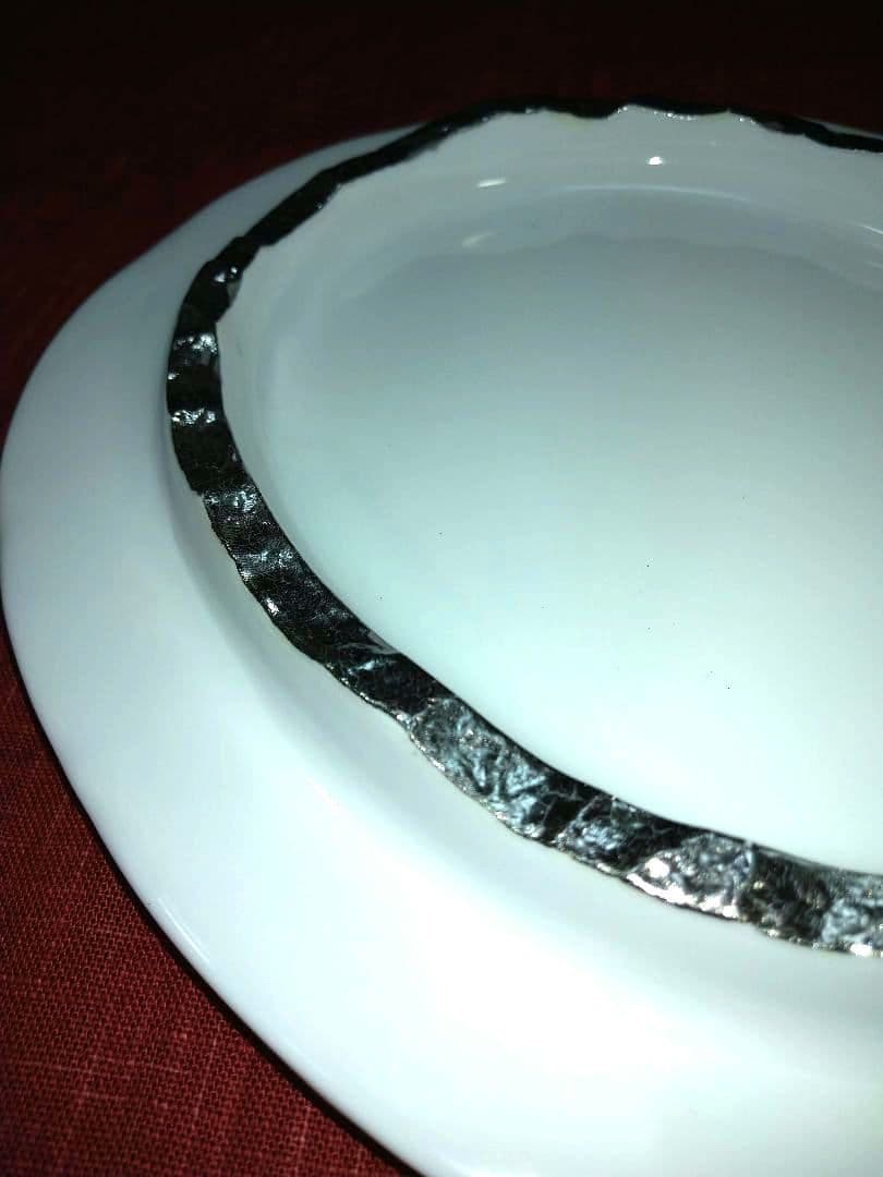 ♥高級レストラン・ホテル風・ディスプレ用⬛銀彩【蓋付きドーム型・デザイン３皿】