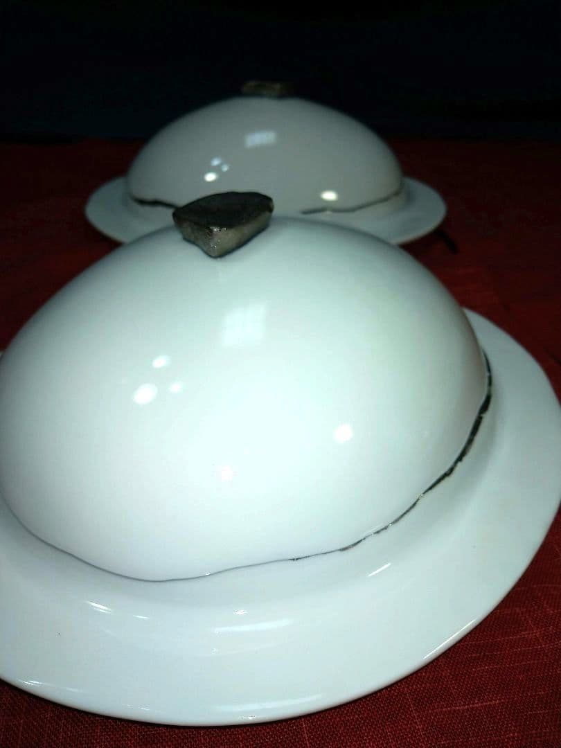 ♥高級レストラン・ホテル風・ディスプレ用⬛銀彩【蓋付きドーム型・デザイン３皿】