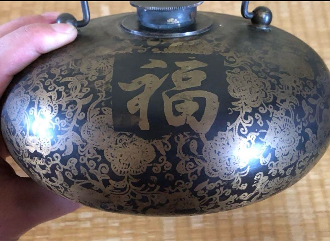 中国 清時代　銅製 象嵌 乾隆帝手 炙り手炉香炉