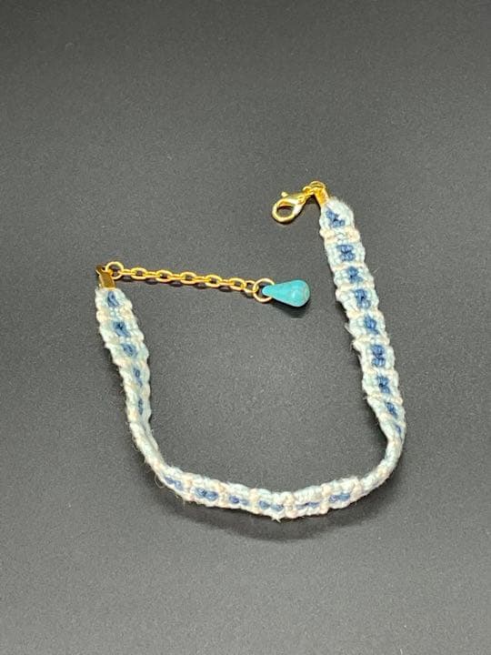 （日本直送）（日本製）（１点物）水色ヘンプとターコイズのアンクレット