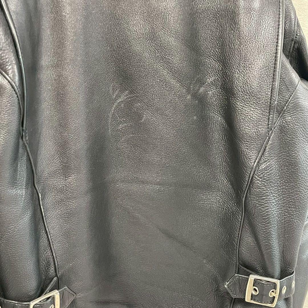 FREEDOM　牛革　シングルライダースジャケット　黒　サイズ32(S-SS)