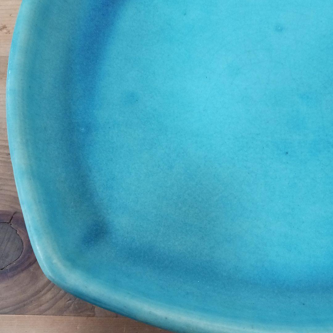 やちむん　沖縄　大嶺工房　ペルシャブルー　足付き