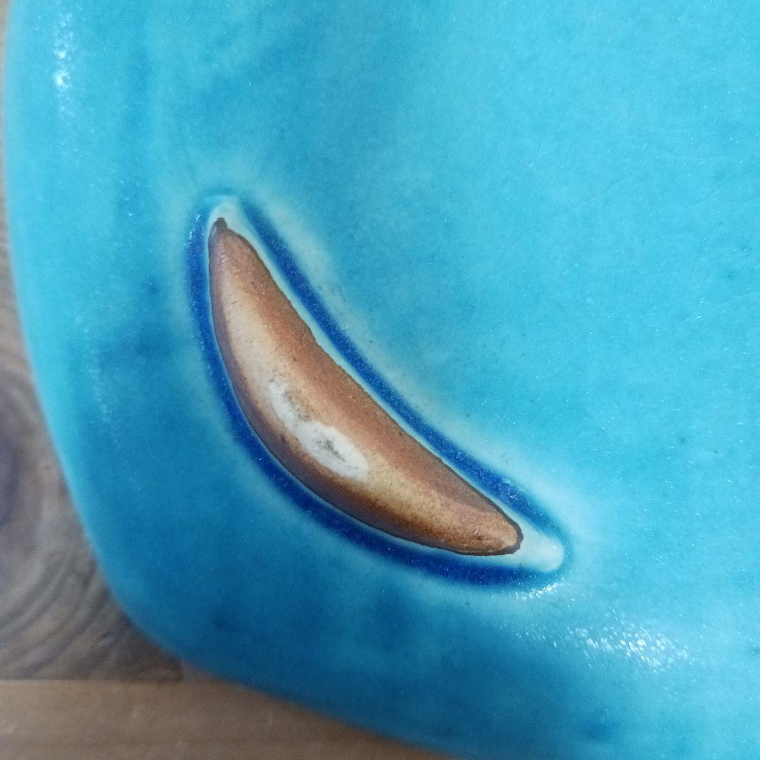 やちむん　沖縄　大嶺工房　ペルシャブルー　足付き