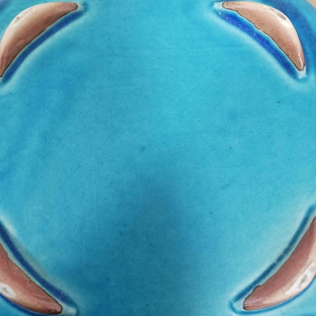 やちむん　沖縄　大嶺工房　ペルシャブルー　足付き