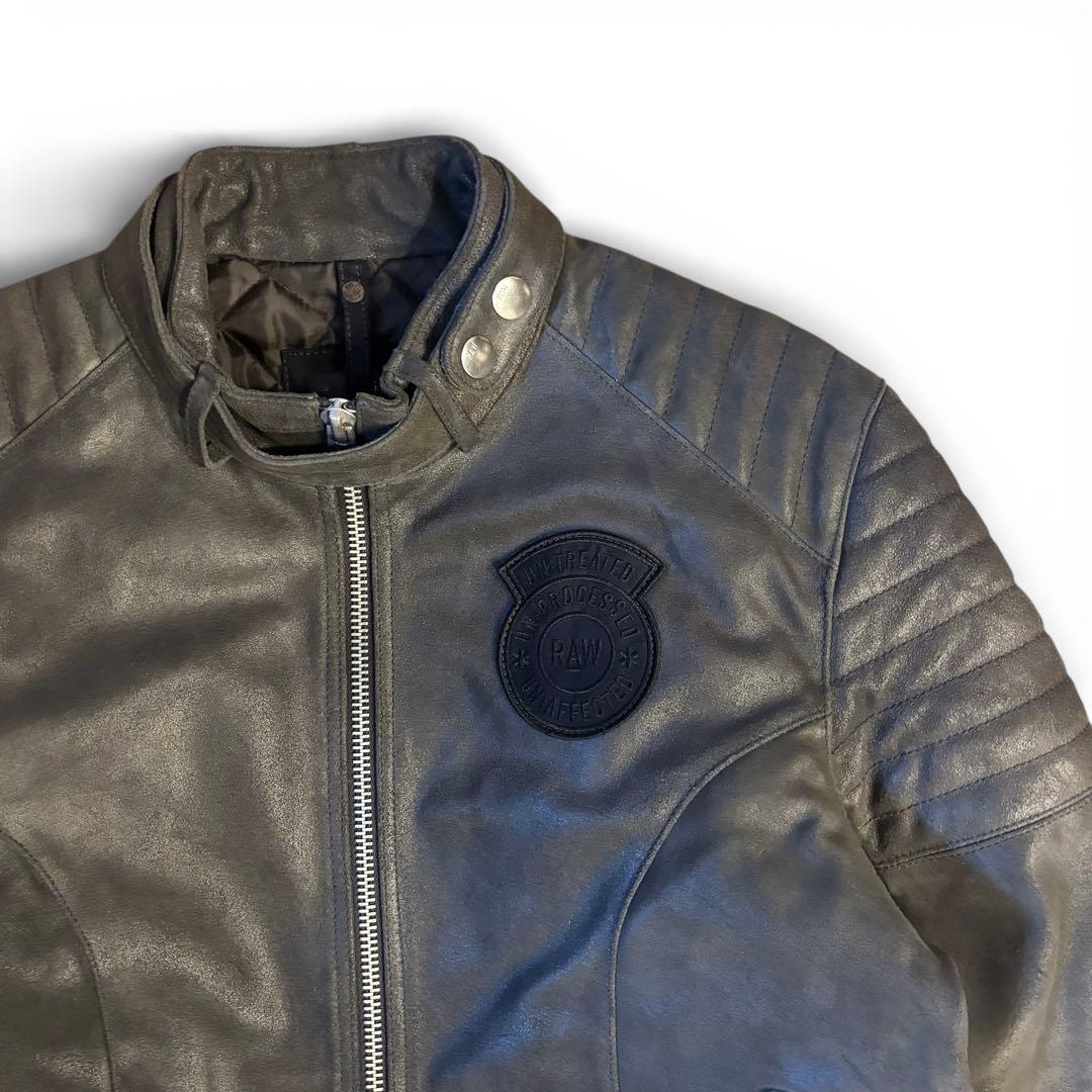 G-STAR RAW ジースター ロウ レザー シングルライダース キルティング