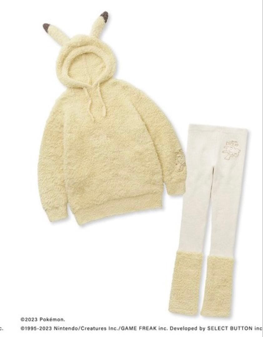ジェラピケxポケモンスリープ ピカチュウフーディ&レッグウォーマーレギンスセット