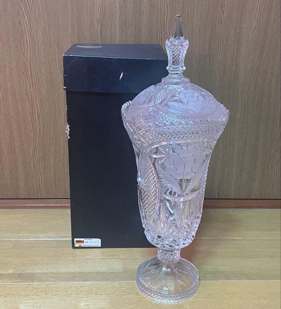 新品　KAMEI GLASS カメイ　蓋付き　アンティーク　ガラス　ポット　置物
