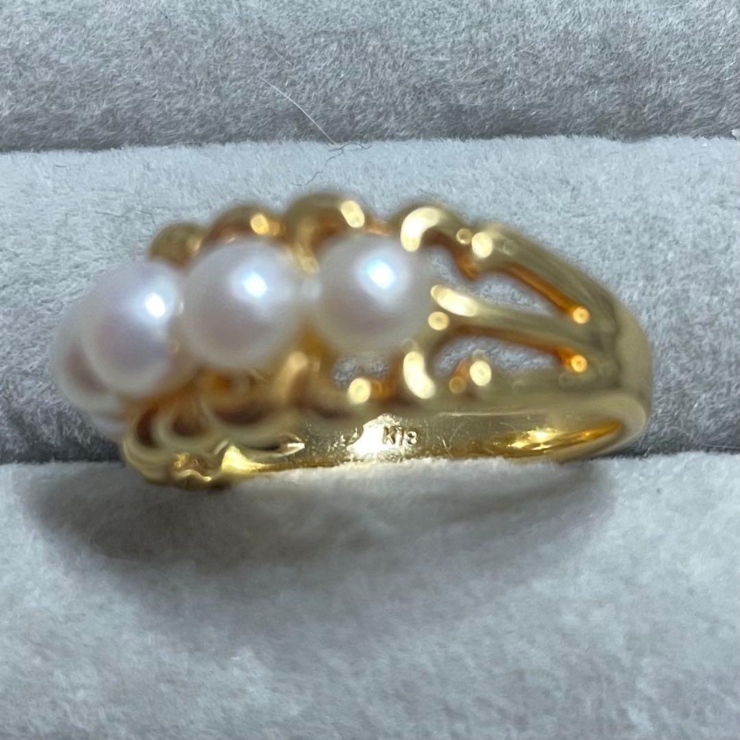 K18 ゴールド パール リング 指輪 6.0g 約11号