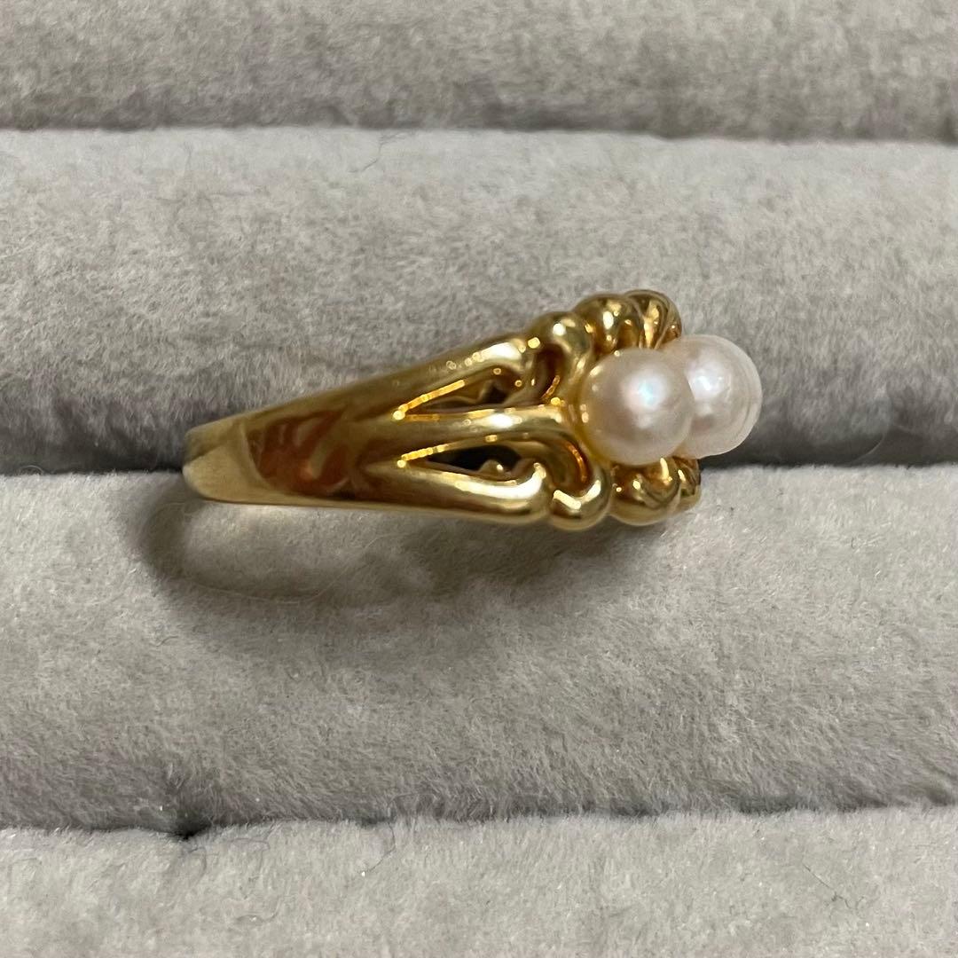 K18 ゴールド パール リング 指輪 6.0g 約11号
