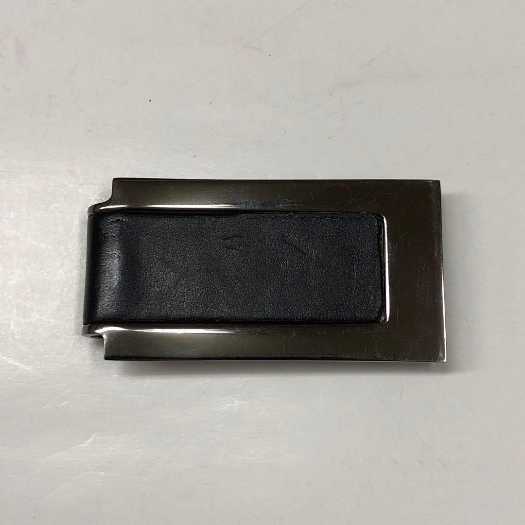 LA21-8 グッチ マネークリップ レザー ブラック メタル メンズ