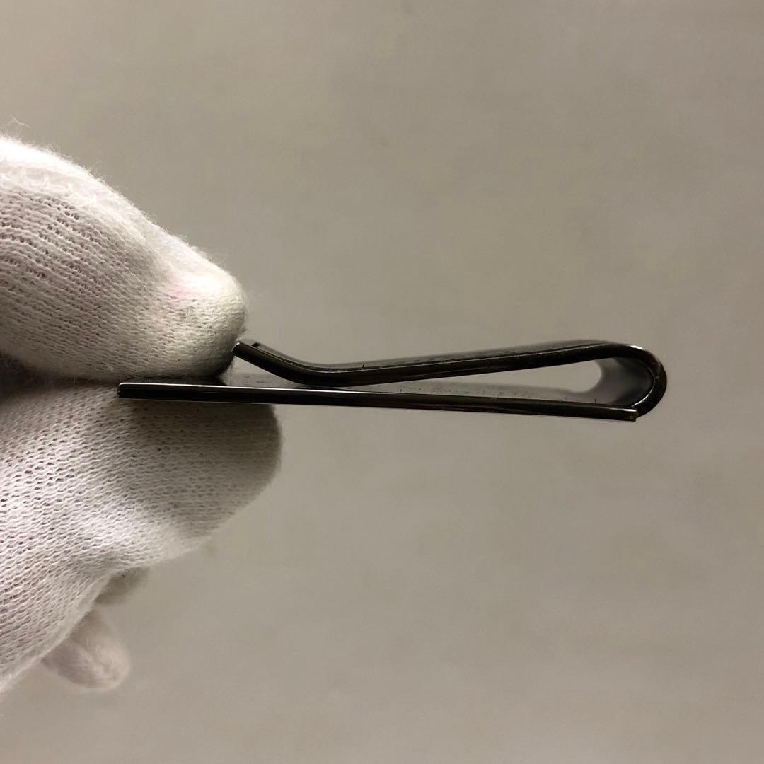 LA21-8 グッチ マネークリップ レザー ブラック メタル メンズ