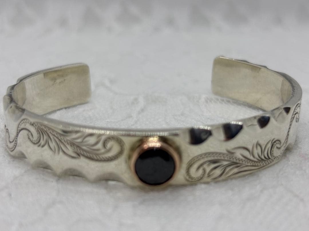 ハワイアンジュエリー クローチェ　ブレスレット　k14シルバー刻印カフバングル