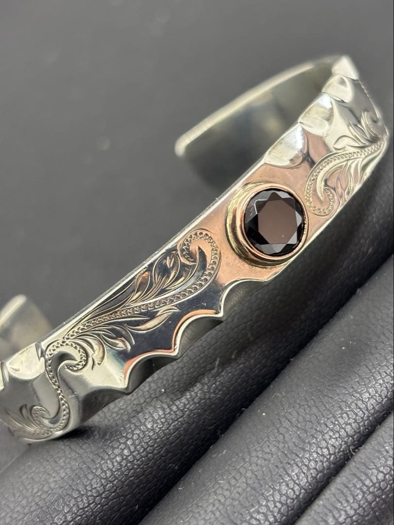 ハワイアンジュエリー クローチェ　ブレスレット　k14シルバー刻印カフバングル