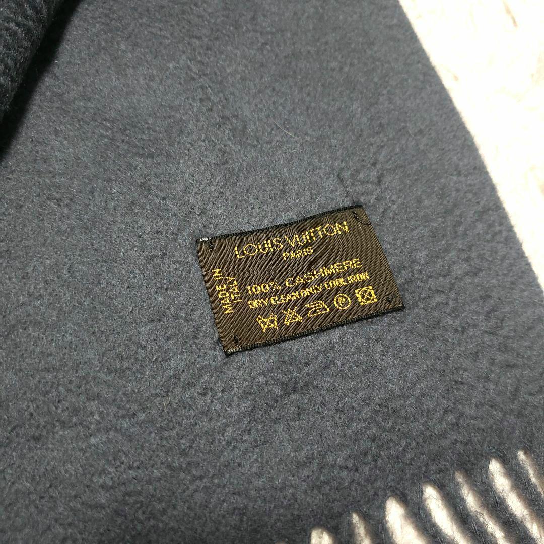 ルイヴィトン メンズ カシミヤ100％ ワンポイントロゴマフラー グレー