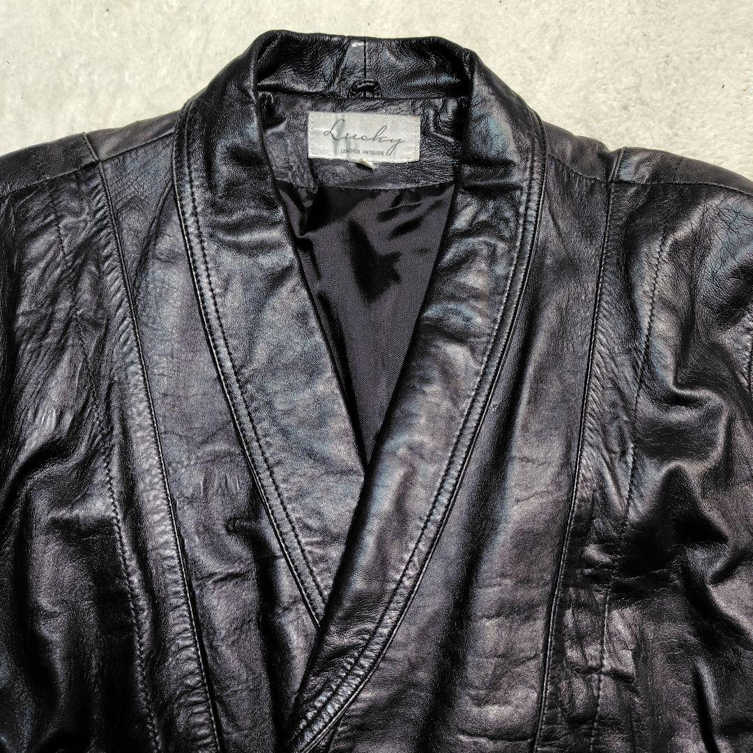 Lucky レザージャケット ライダース 短丈 黒 サイズL ボンバー